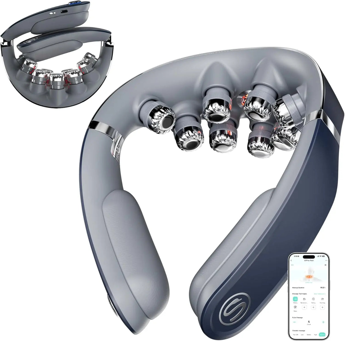 Foldable Cordless Neck Massager For Deep Tissue Muscle Relief