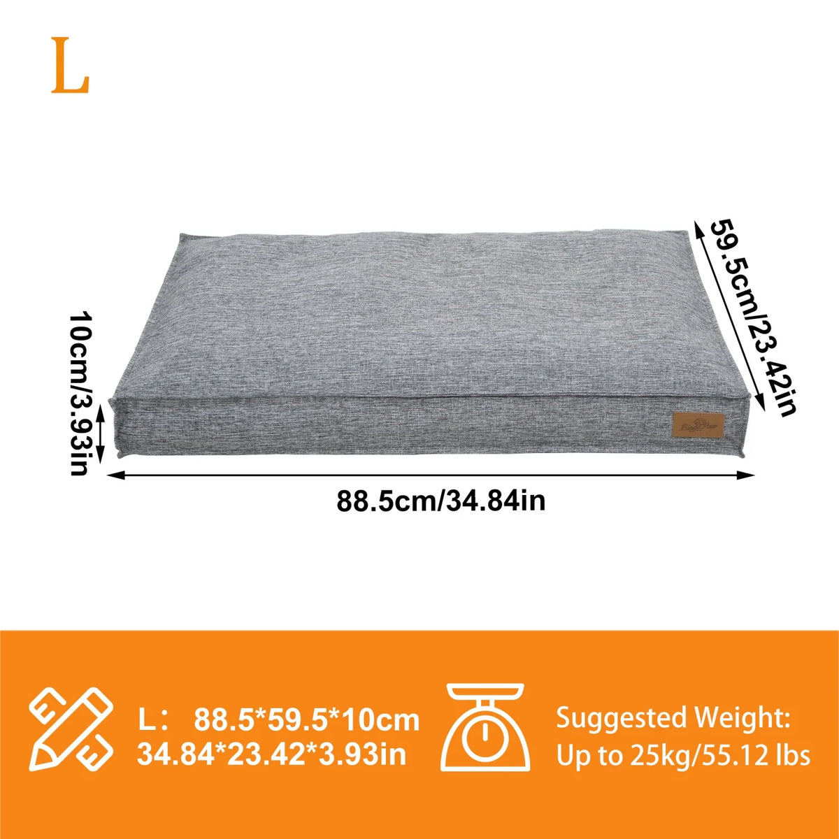 Bingopaw Waterproof Cotton Dog Bed With Rectangular Foam Base