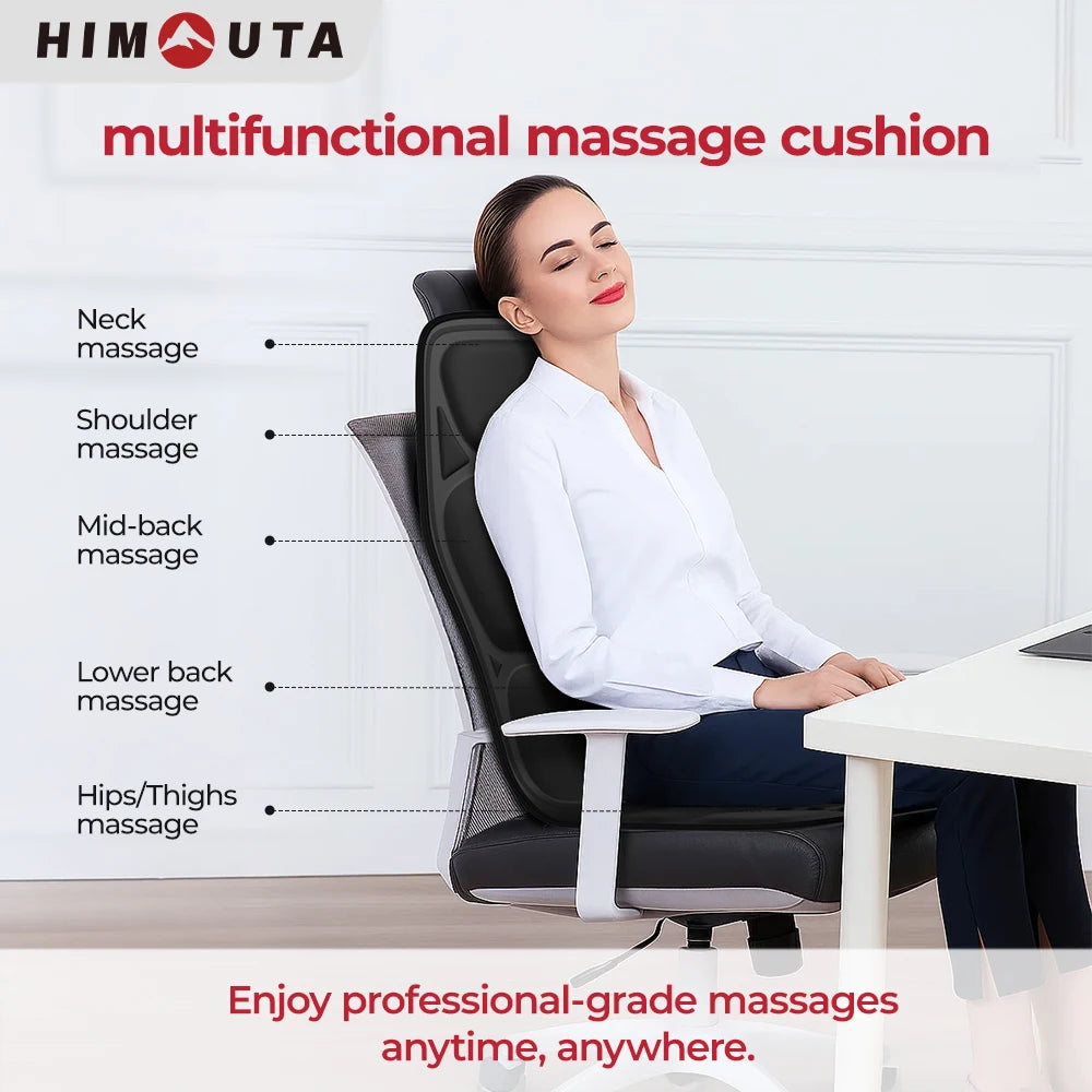 Himouta Heated Vibrating Back Massager Cushion For Lumbar And Neck