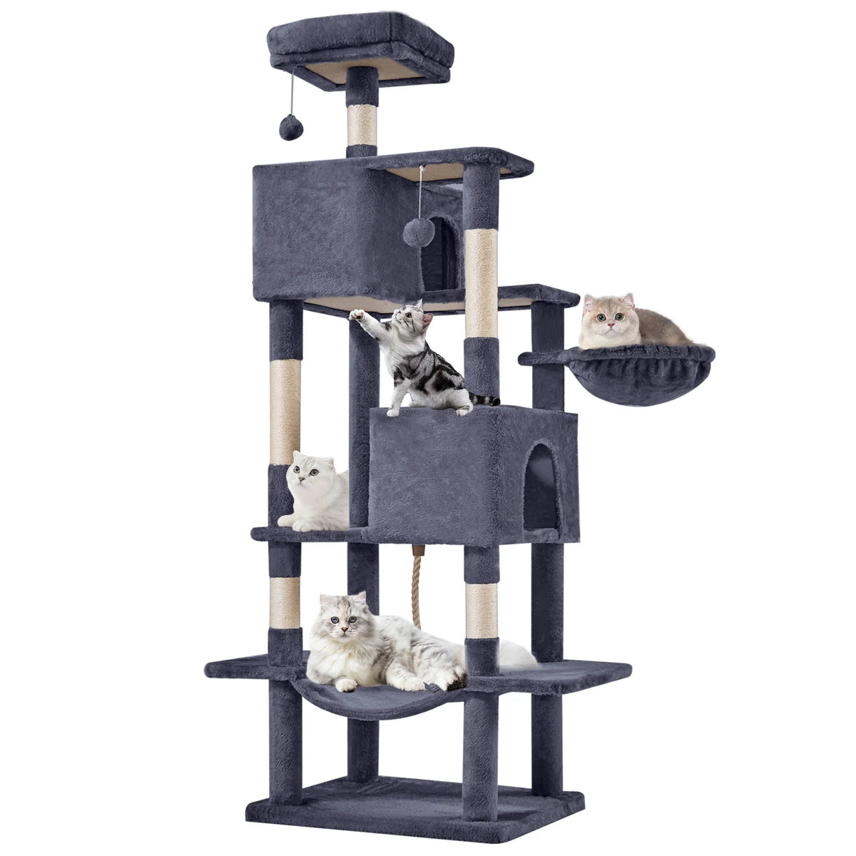 MCQ Five Level Cat Tree Tower With Natural Sisal Posts Pet Condo