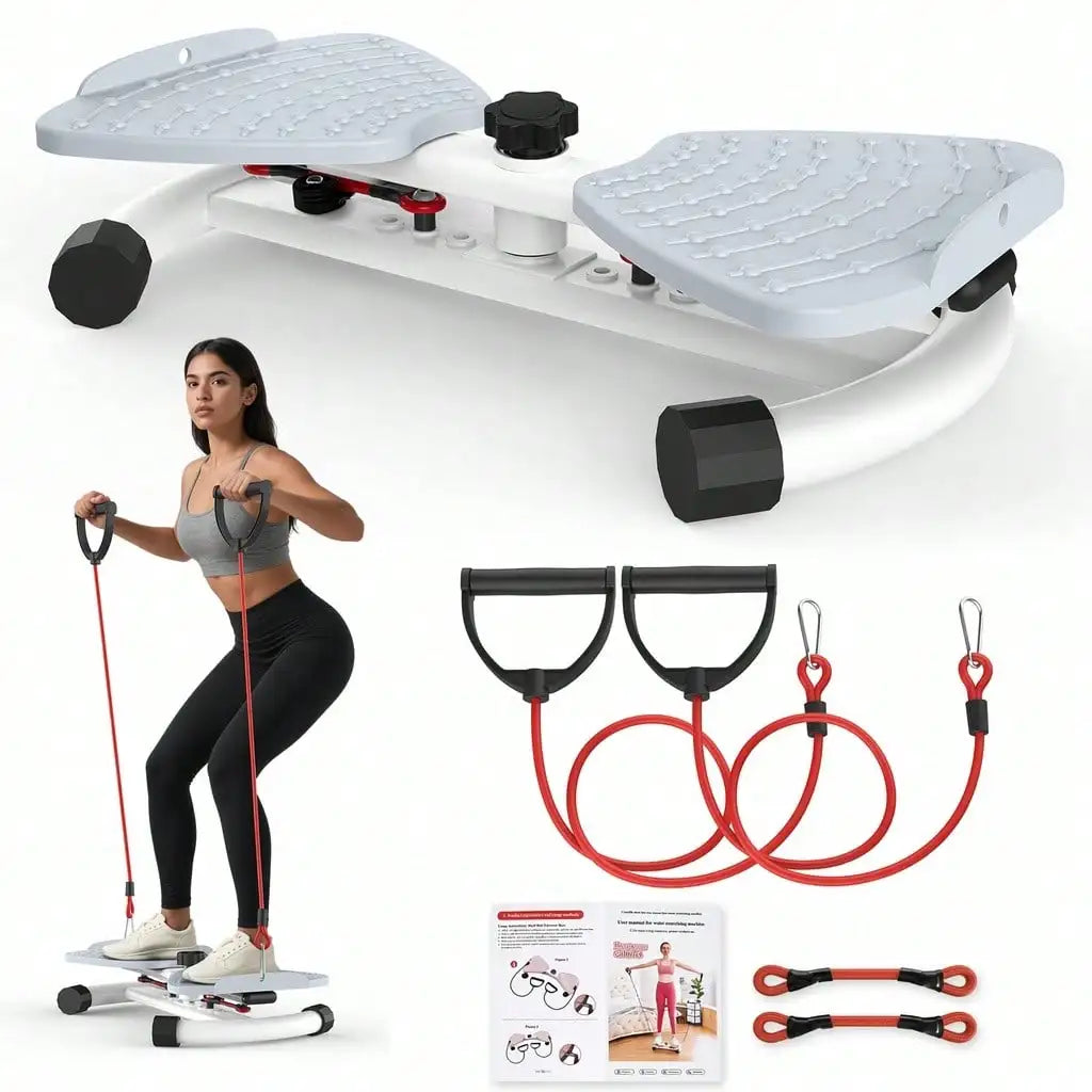 Adjustable Resistance Twist Stepper With Bands For Home Fitness Trainer