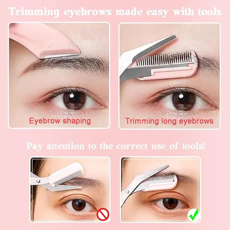 Eyebrow Grooming Kit With Curved Razor Scissors And Comb for Easy Care