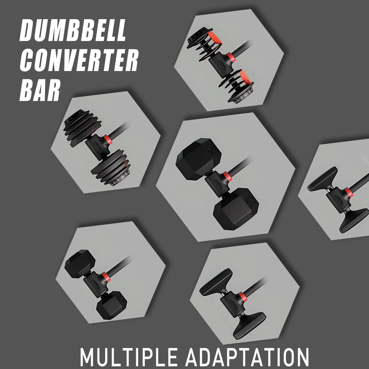 MARSAFIT Adjustable Dumbbell Converter Barbell and Kettlebell Set for Home Fitness