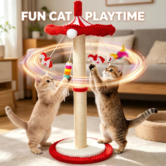 Cwv 360 Rotating Sisal Cat Tree With Feather Teaser