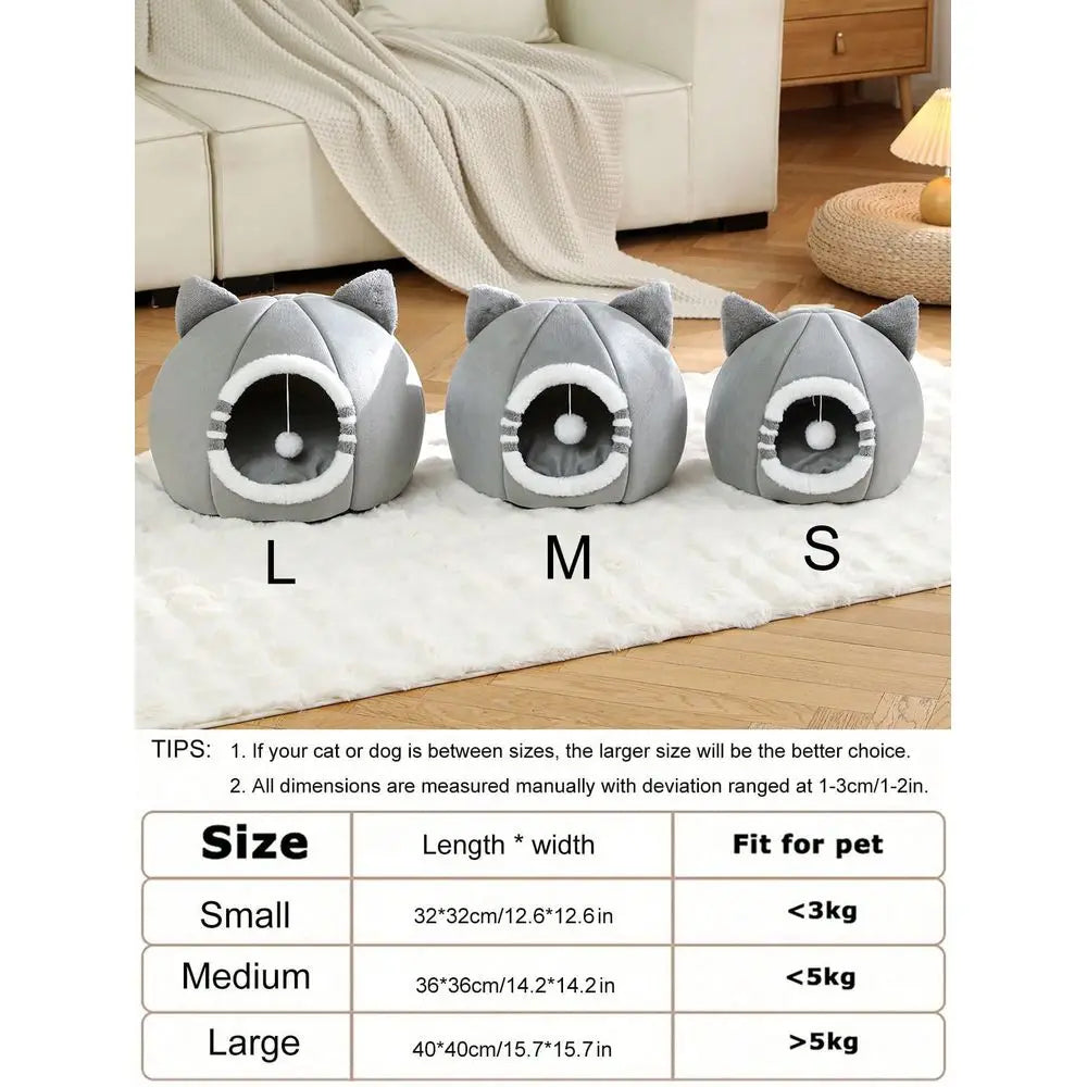 Washable Cat Bed for Indoor Cats with Anti Slip Base