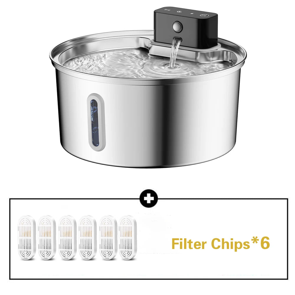 Stainless Steel Automatic Wireless Pet Water Fountain With Motion Sensor