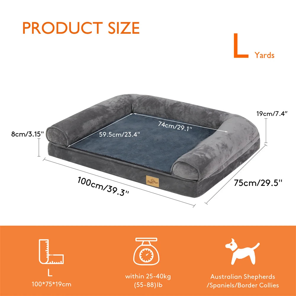 Borwart Orthopedic Dog Bed With Memory Foam Waterproof Removable Cover
