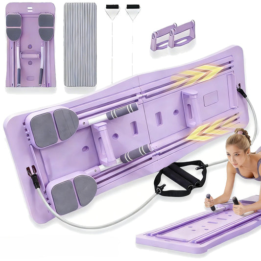 Foldable Pilates Sliding Board With Resistance Bands For Full Body Training