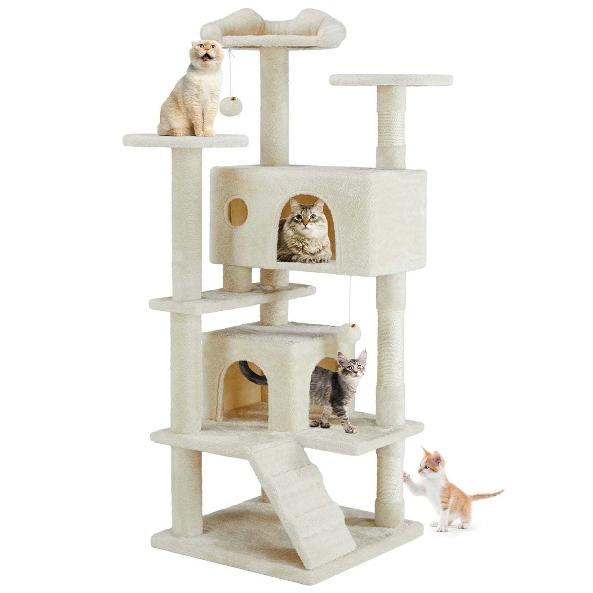 MCQ 54 Inch Indoor Five Tier Cat Tree With Sisal Posts
