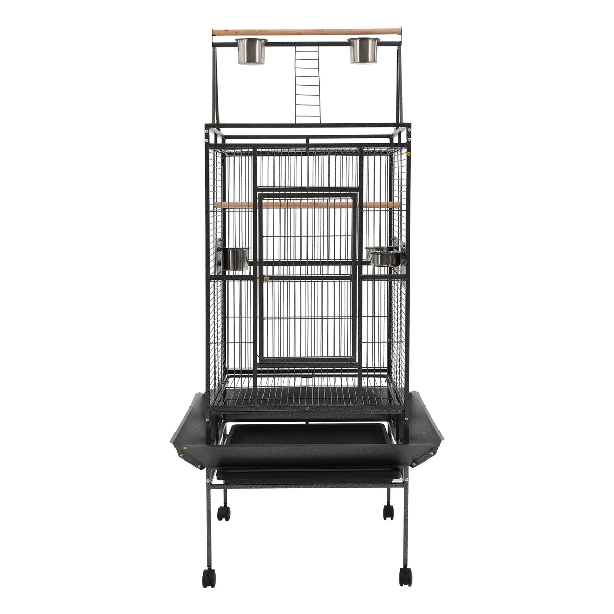 Spacious Rolling Parrot Aviary Cage With Lockable Wheels Metal Frame