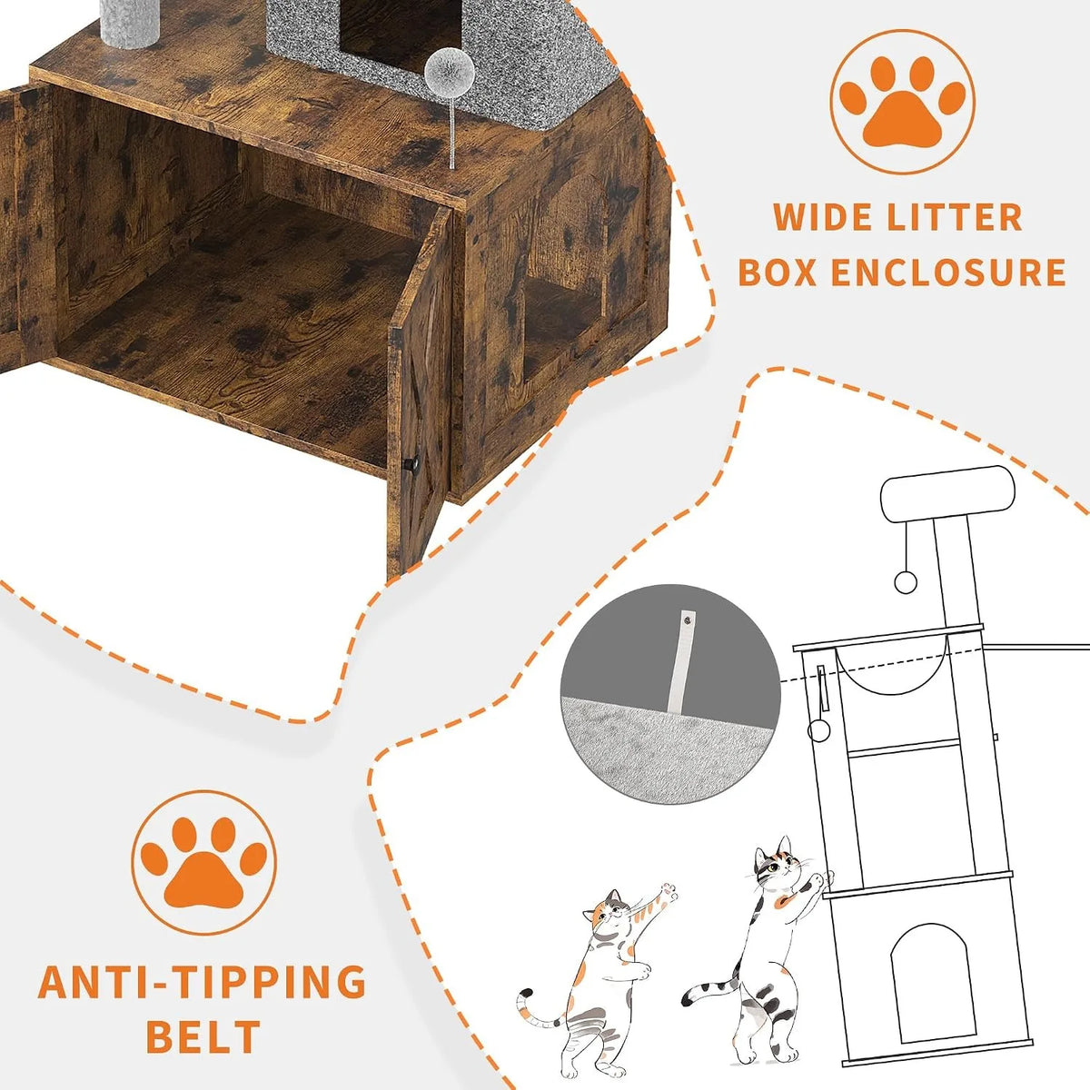 Modern 3 In 1 Cat Tree With Hidden Litter Box