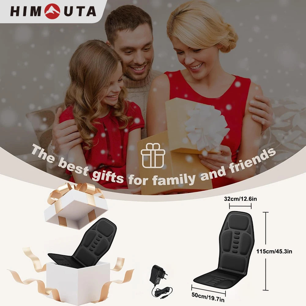 Himouta Heated Vibrating Back Massager Cushion For Lumbar And Neck