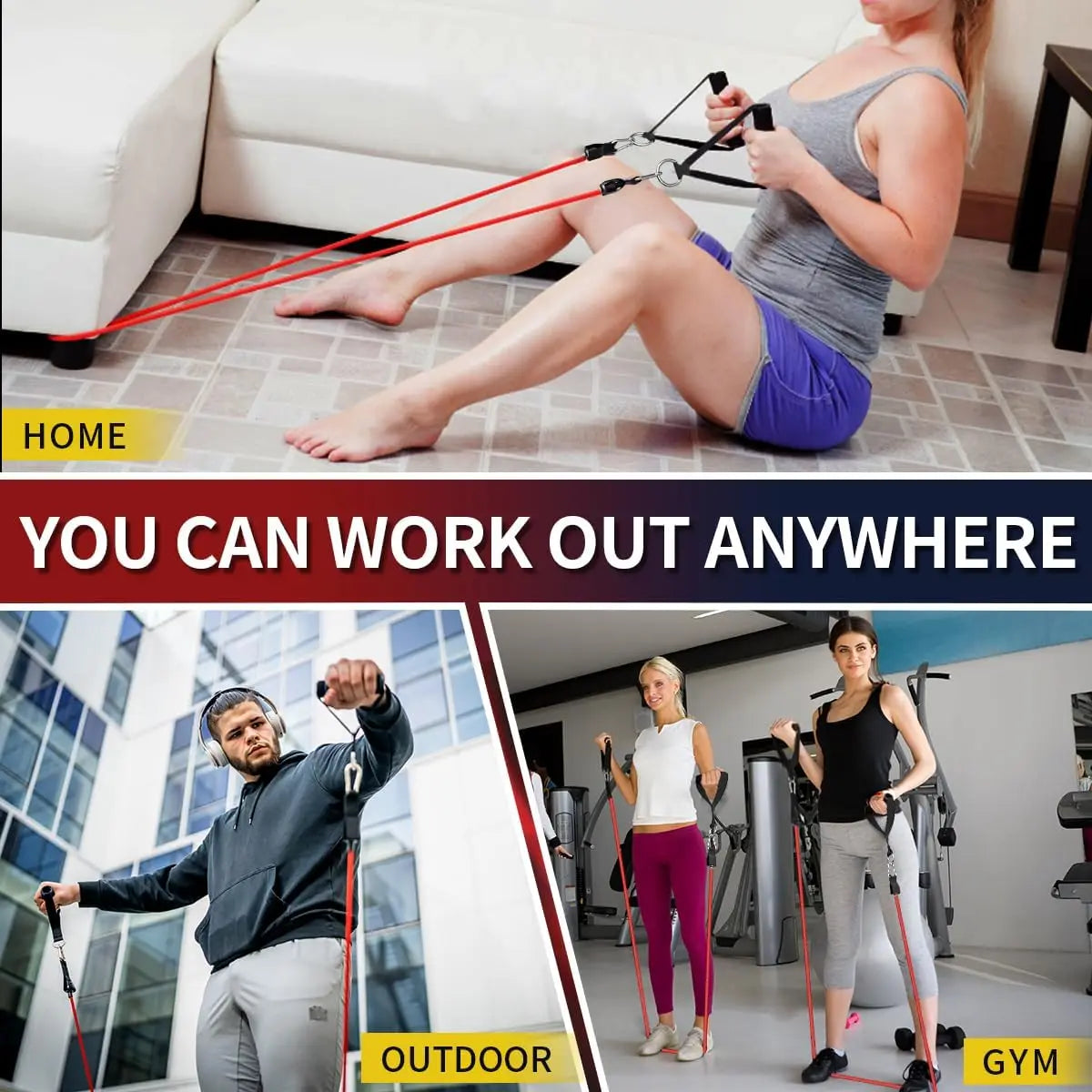 Whatafit Resistance Bands With Handles Door Anchor and Ankle Straps