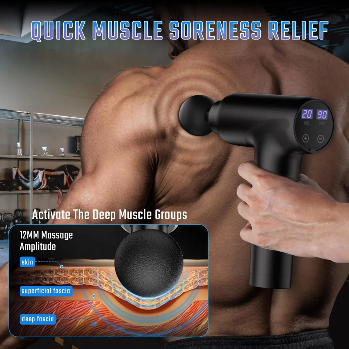 Silent Deep Tissue Percussion Massage Gun With Travel Case