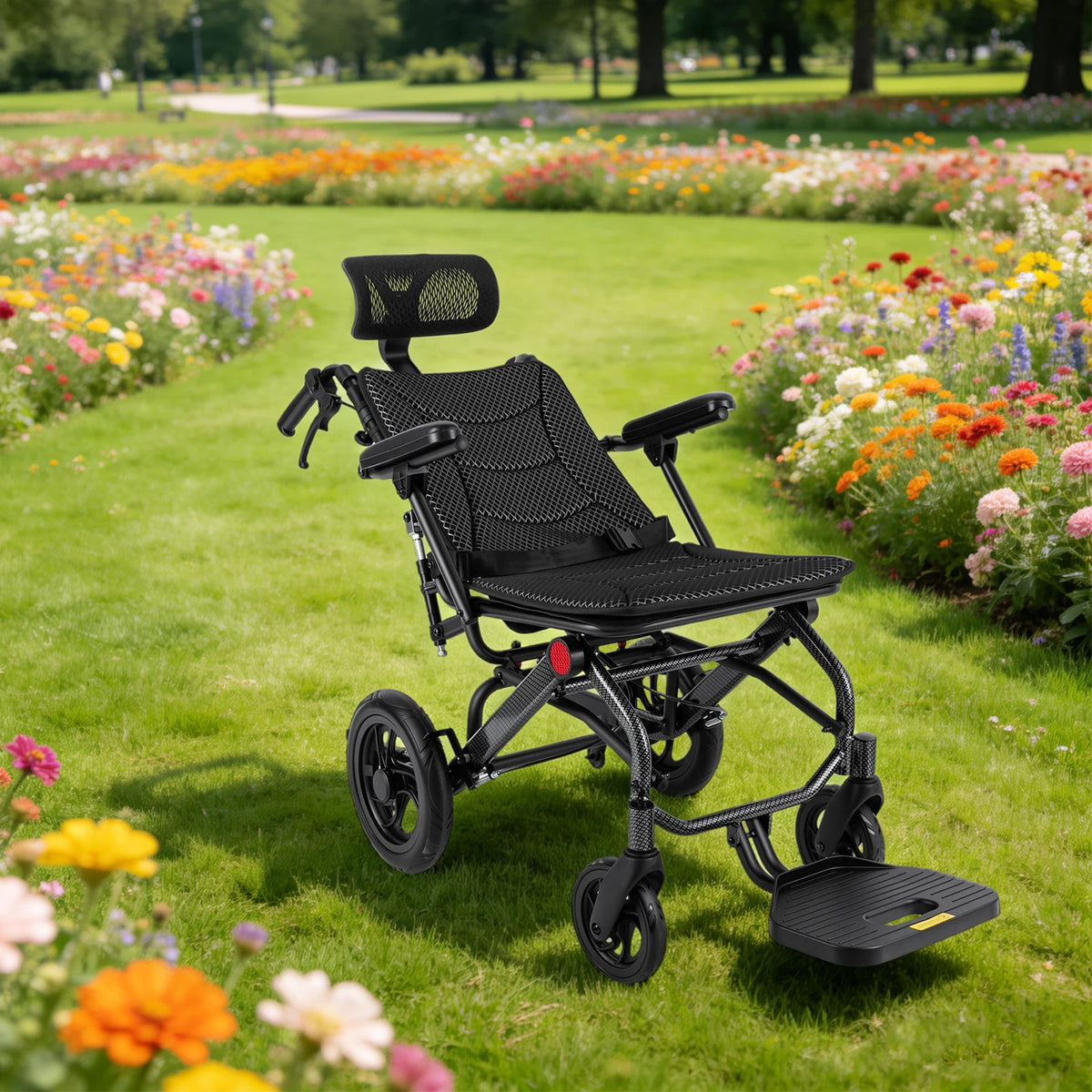 Foldable Reclining Wheelchair AC976 With 90 To 175 Degree Backrest