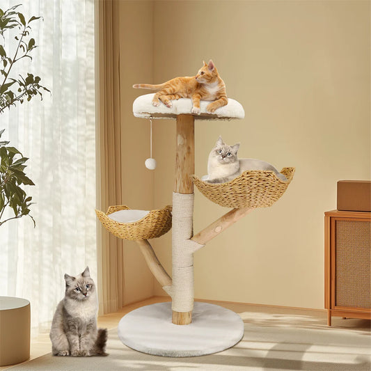 BingoPaw Modern Four Tier Cat Climbing Tree With Plush And Sisal