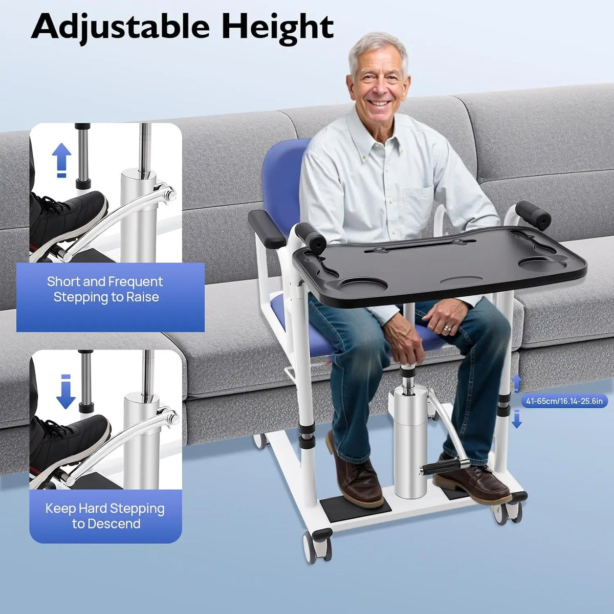 Hydraulic Patient Lift Transfer Chair Shower 180 Degree Split Seat