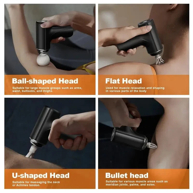 Portable Electric Fascia Massage Gun With 4 Interchangeable Heads