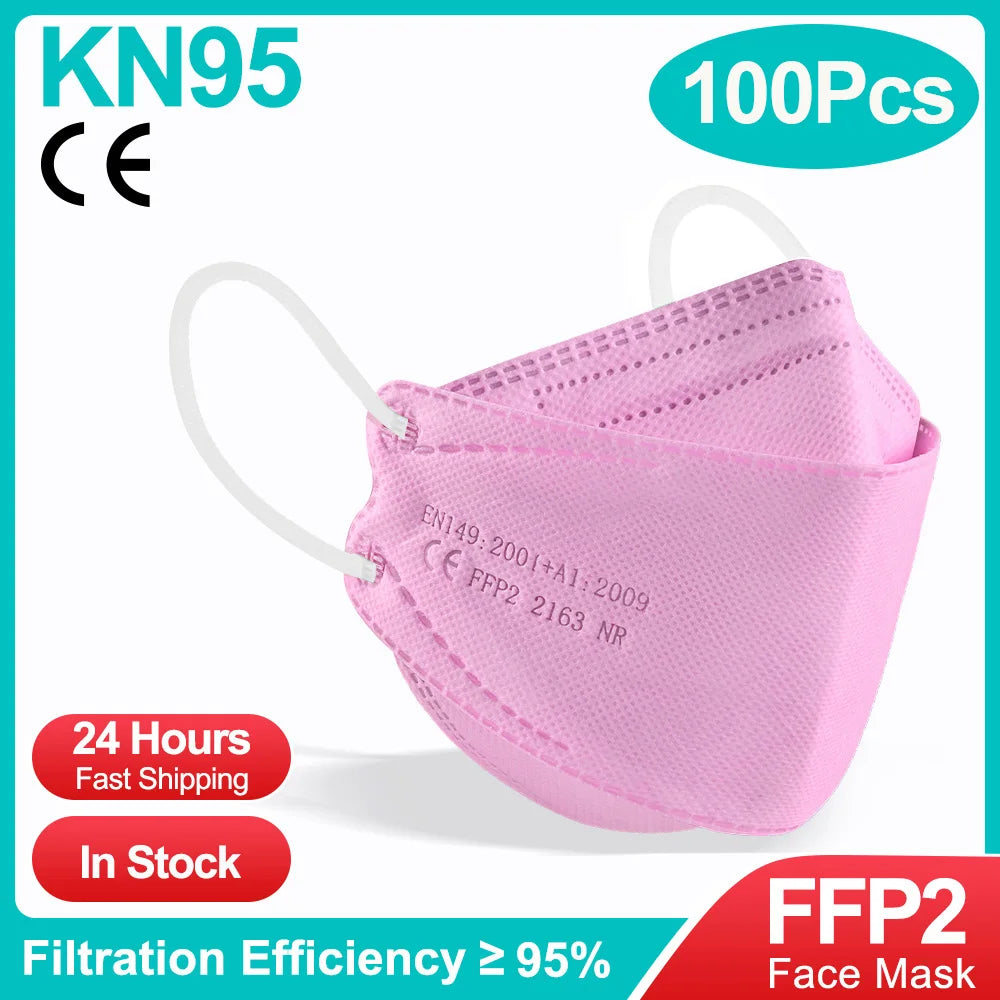 Adult KN95 Fish FFP2 Respirator Face Mask Four Layer Protection