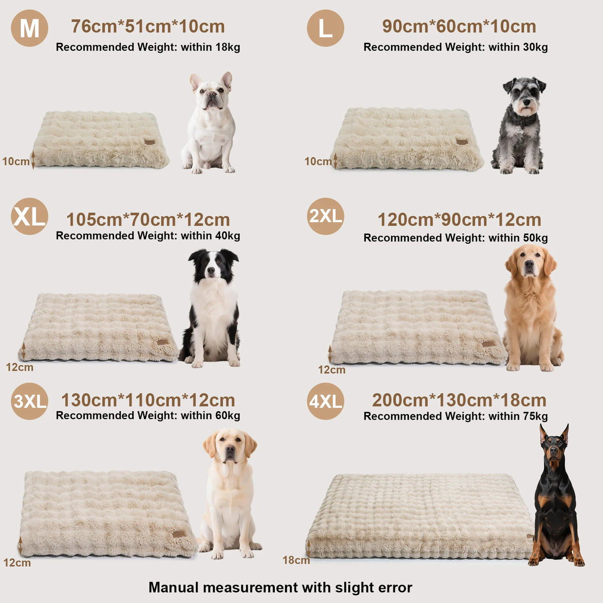 Borwart Ultra Plush Washable Dog Crate Bed Cushion Removable Cover