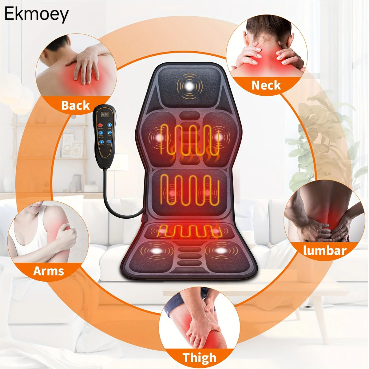 Ekmoey Massage Seat Cushion With Heat And Vibration Back Support