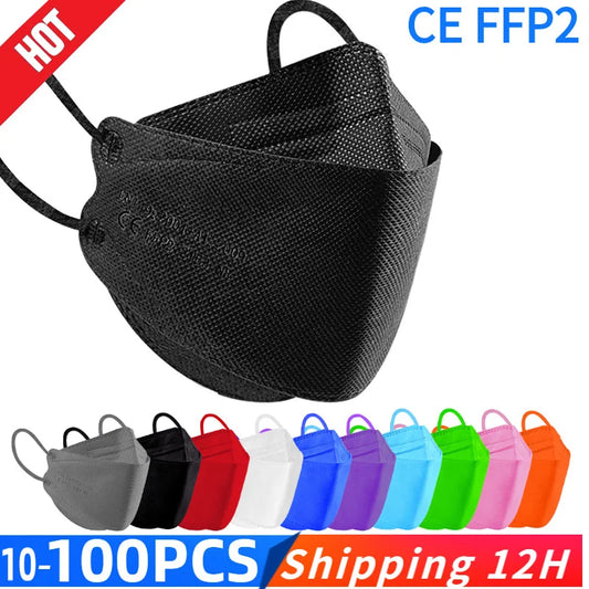 Adult KN95 Fish FFP2 Respirator Face Mask Four Layer Protection