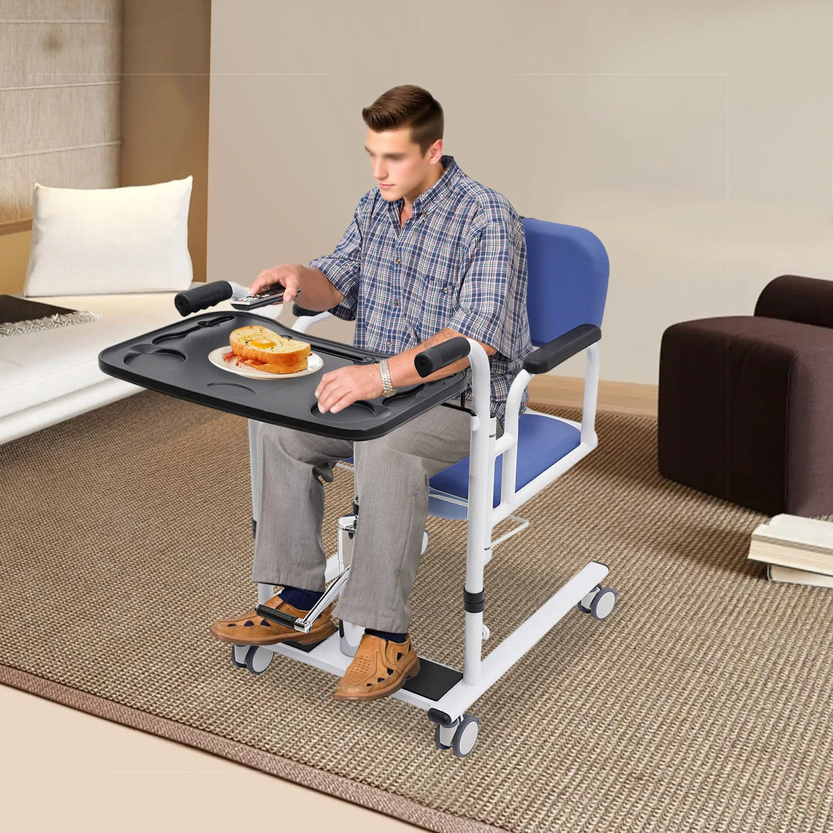Hydraulic Patient Lift Transfer Chair Shower 180 Degree Split Seat
