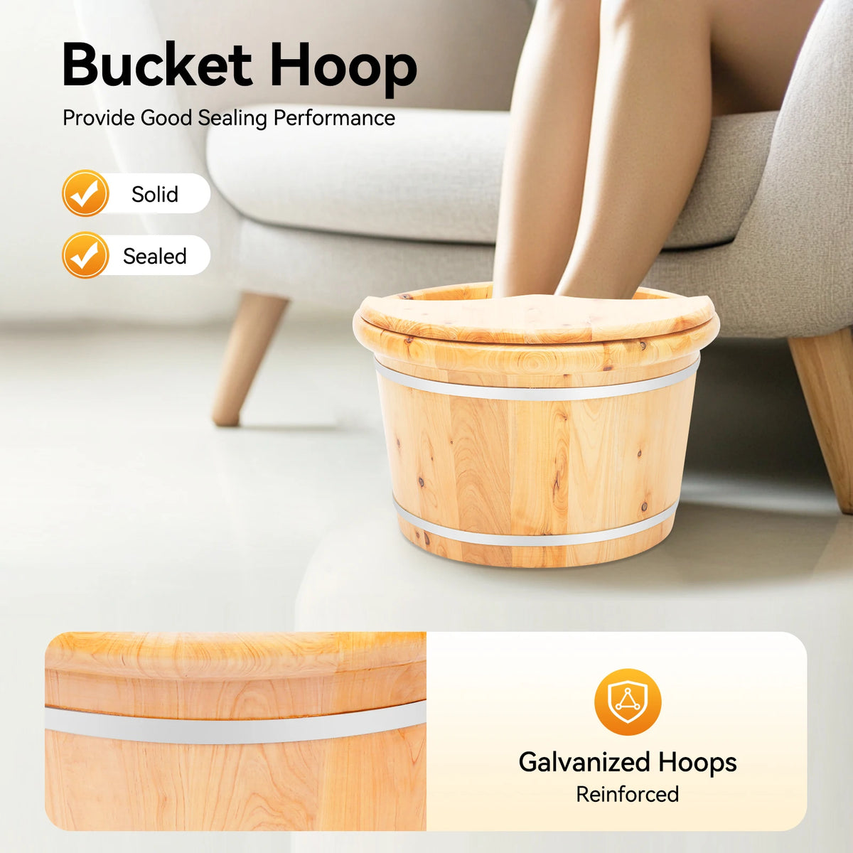 Cedar Wood Foot Massage Spa Bucket With Therapeutic Roller