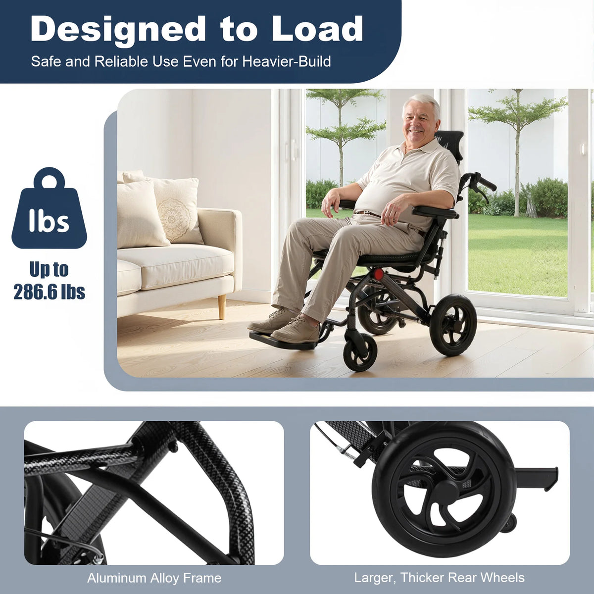 Foldable Reclining Wheelchair AC976 With 90 To 175 Degree Backrest