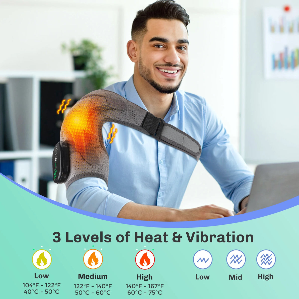 Hailicare Cordless Heating Shoulder Massager With Vibration Support Belt
