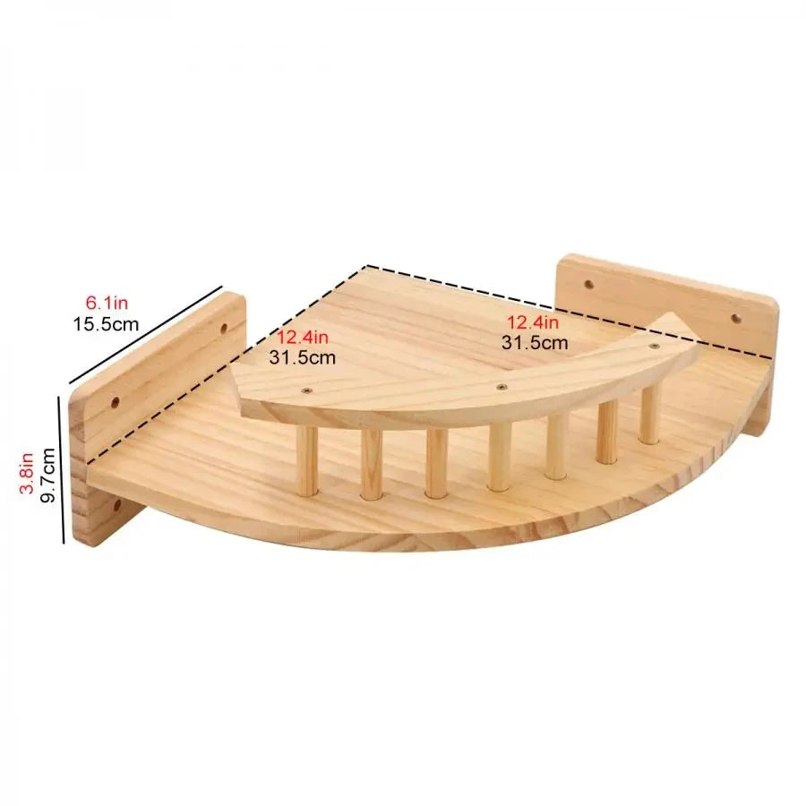 CWV Wooden Corner Hammock With Steps Wall Mounted Cat Tree