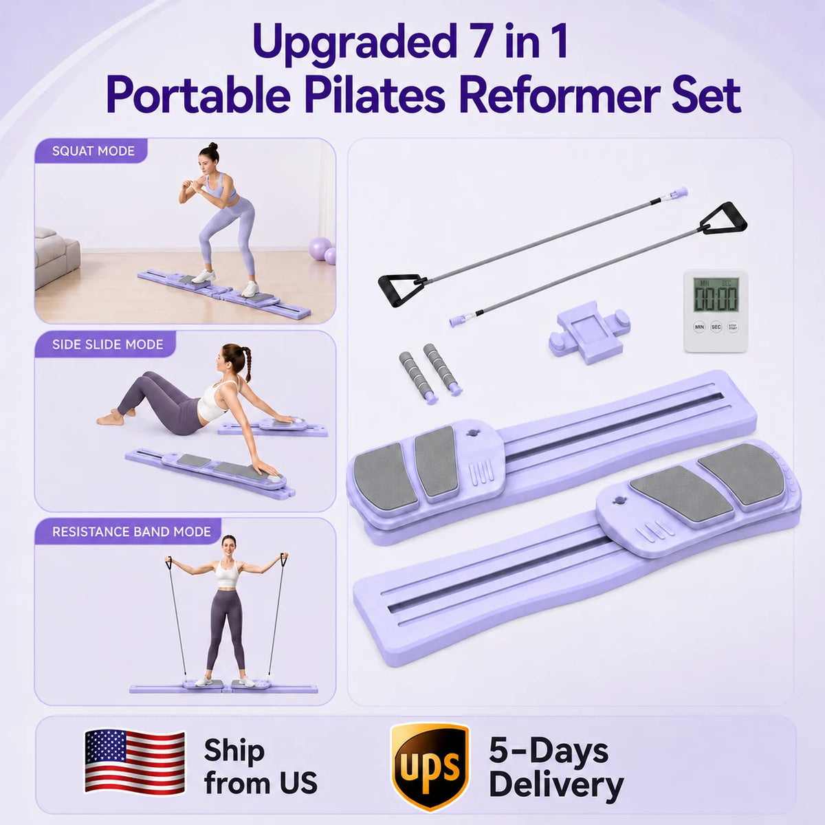 WSUEL Pilates Reformer Board For Full Body Home Workouts