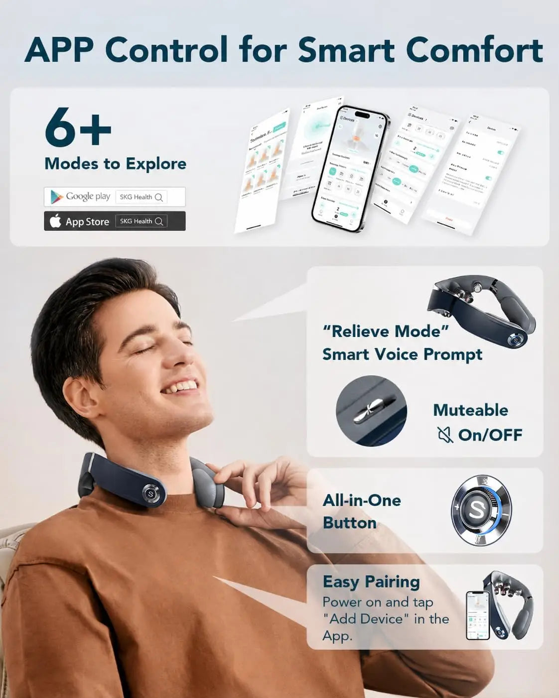Foldable Cordless Neck Massager For Deep Tissue Muscle Relief