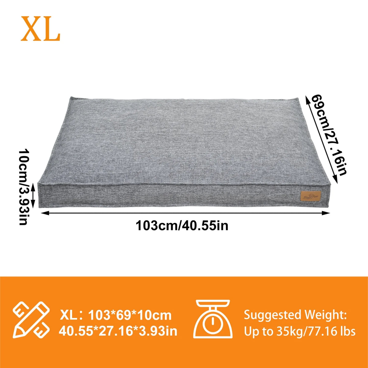 Bingopaw Waterproof Cotton Dog Bed With Rectangular Foam Base
