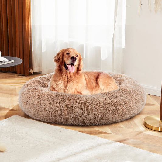 MCQ Round Faux Fur Orthopedic Dog Bed Machine Washable