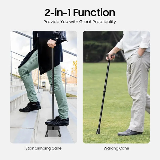 Aluminum Stair Climbing Cane With Adjustable Height Design