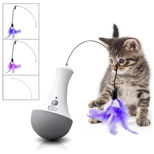 Cat Interactive Feather Teaser Toy For Indoor Play 360 Rotation