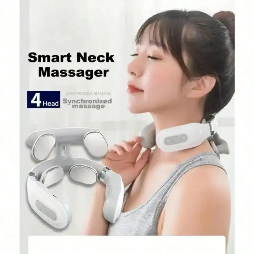 Lism Four Heads Usb Heating Neck Massager With Breathing Light