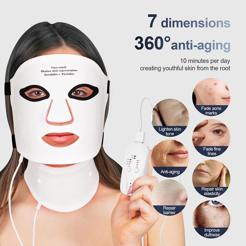 Foreverlily Silicone LED Mask for Face and Neck Infrared Therapy