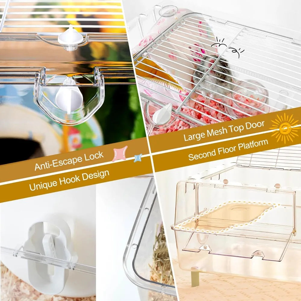 Crystal Clear Acrylic Hamster Cage With Stand Starter Kit