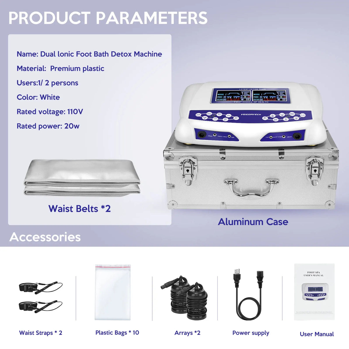 Dual Detoxify Ionic Foot Bath With Infrared Body Massage