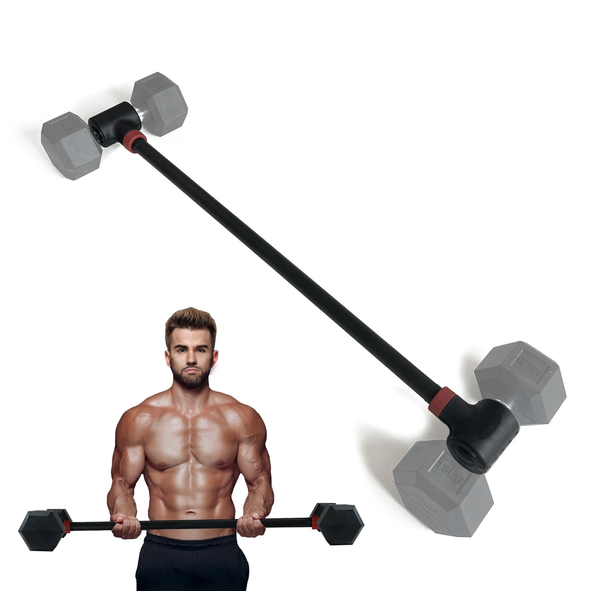 MARSAFIT Adjustable Dumbbell Converter Barbell and Kettlebell Set for Home Fitness