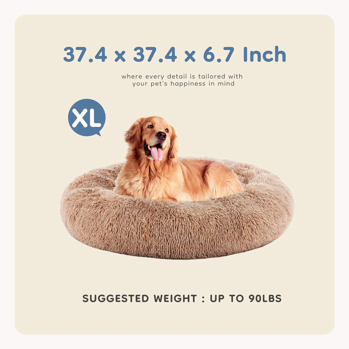 MCQ Round Faux Fur Orthopedic Dog Bed Machine Washable
