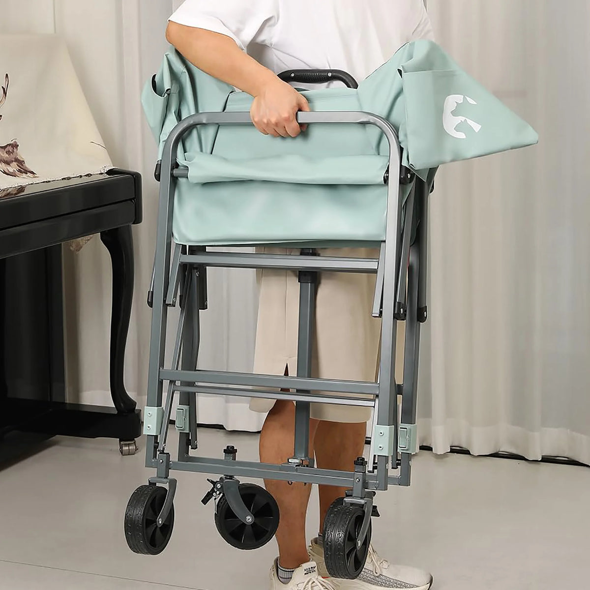 DishyKooker Portable Folding Dog Bath Tub With Rolling Cart