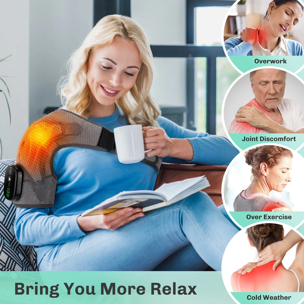 Hailicare Cordless Heating Shoulder Massager With Vibration Support Belt