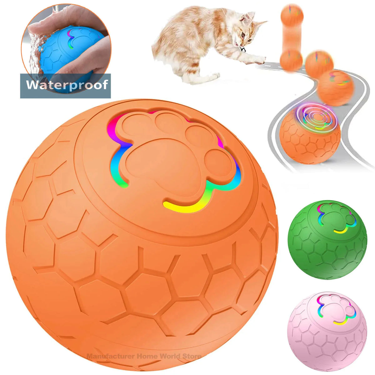 Automatic Rolling Interactive Dog Toy Ball With Glowing Lights
