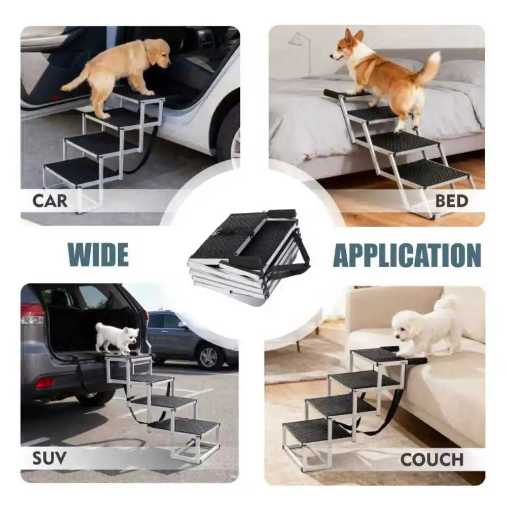 Dog Car Stair 4 Step Folding Aluminum 250 Lbs Capacity