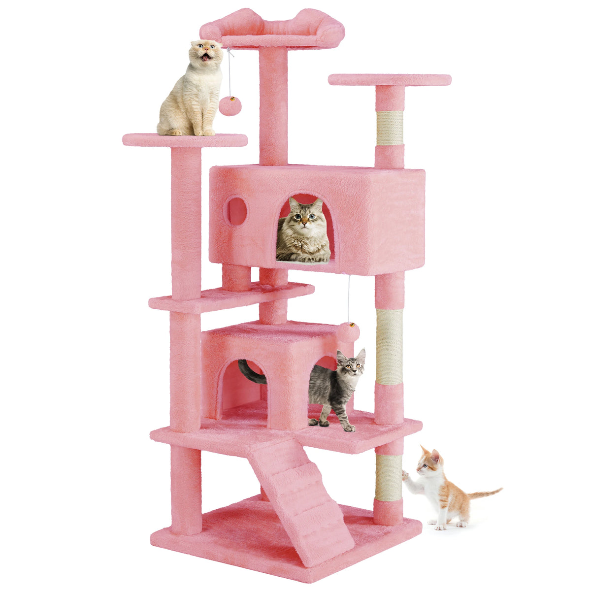 MCQ 54 Inch Indoor Five Tier Cat Tree With Sisal Posts