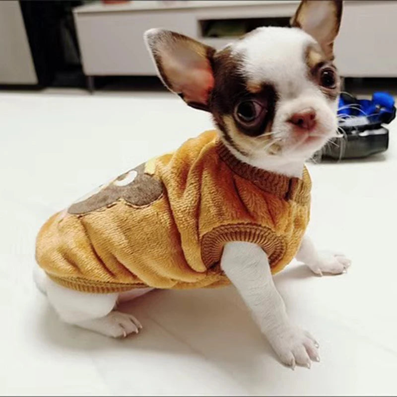 Cute Printed Tea Cup Dog Sweater With Cozy Fleece Comfort