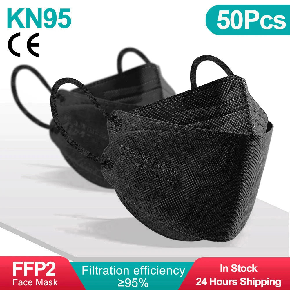 Adult KN95 Fish FFP2 Respirator Face Mask Four Layer Protection